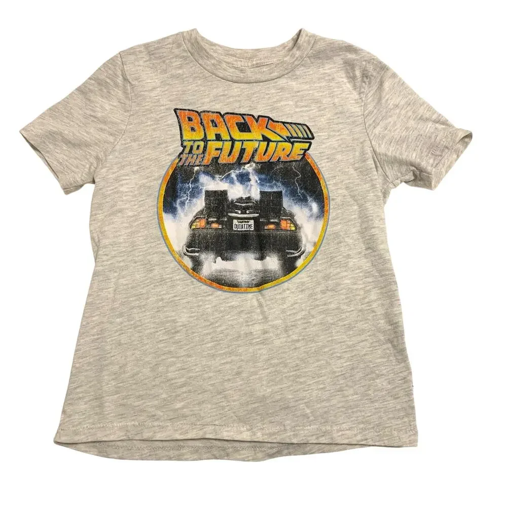 GAP Kids Back to the Future T-Shirt Light Gray Small (6-7)